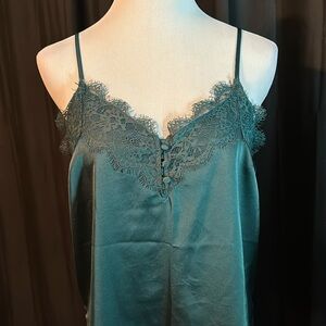Abercrombie & Fitch satin & lace camisole green